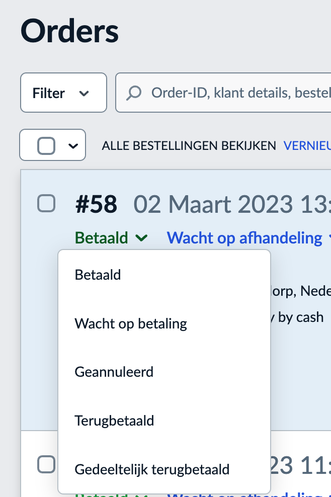 Ecwid order status