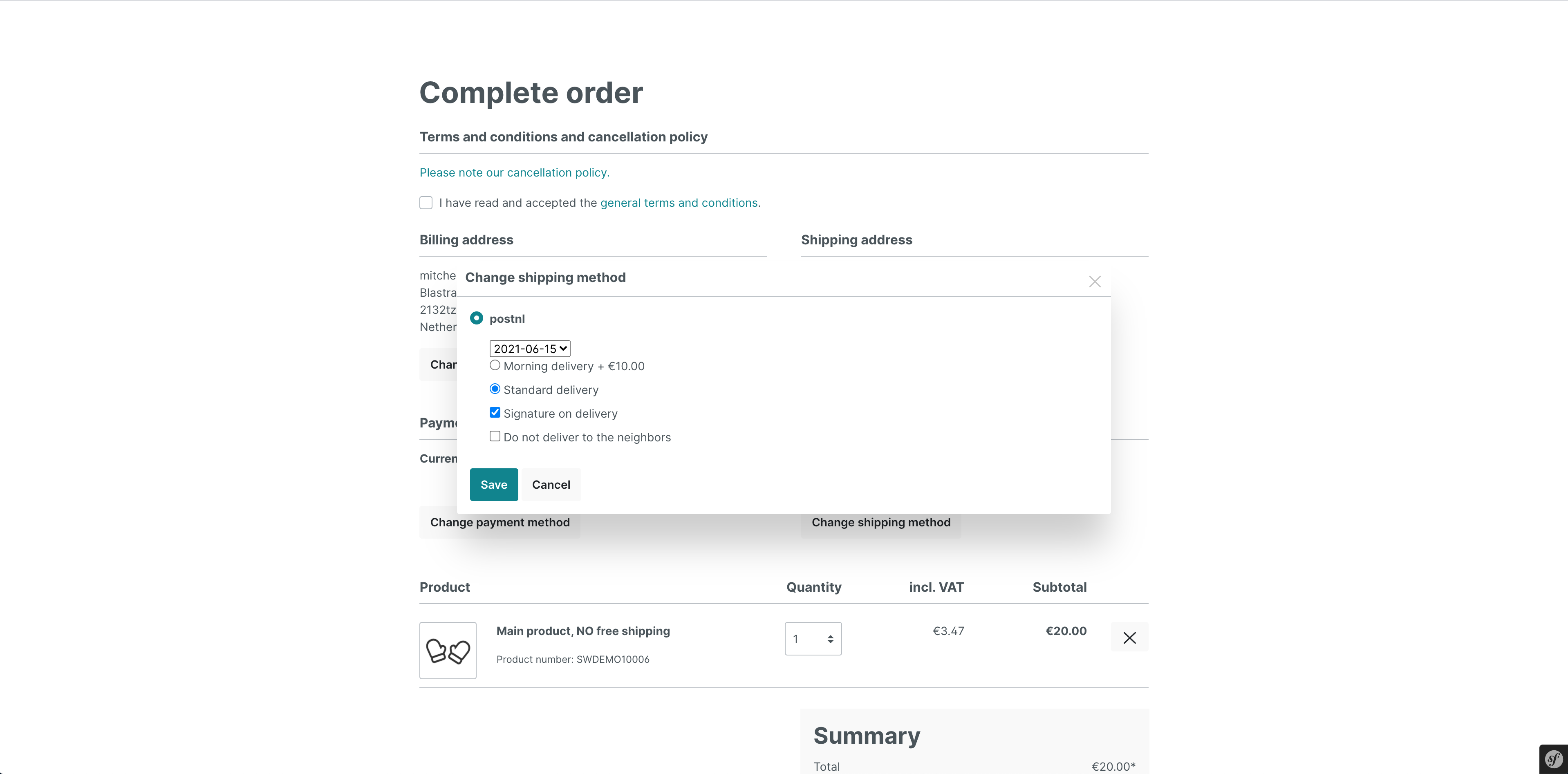 Shopware checkout